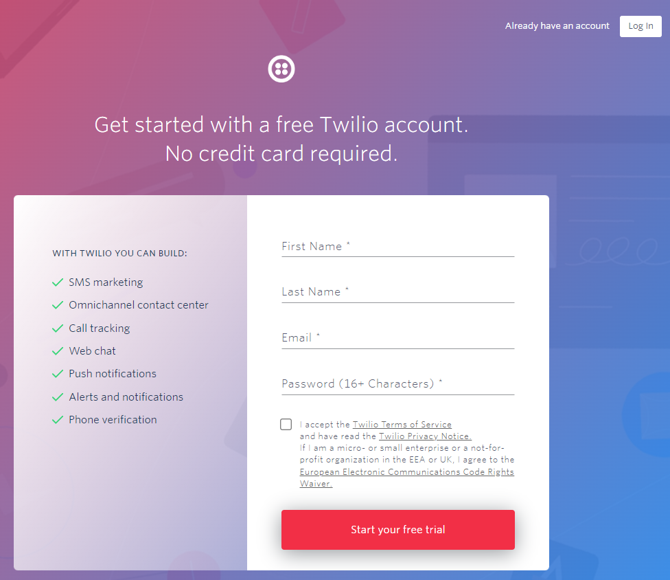 Get Started with a Free Twilio Account