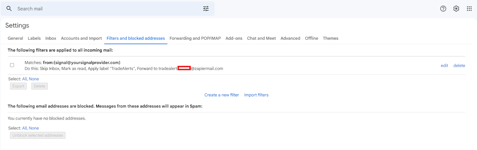 Gmail create filter the following filters are applied