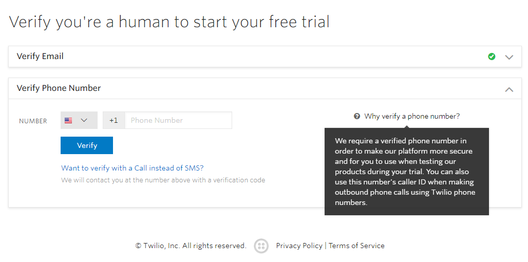 Start free Twilio Trial