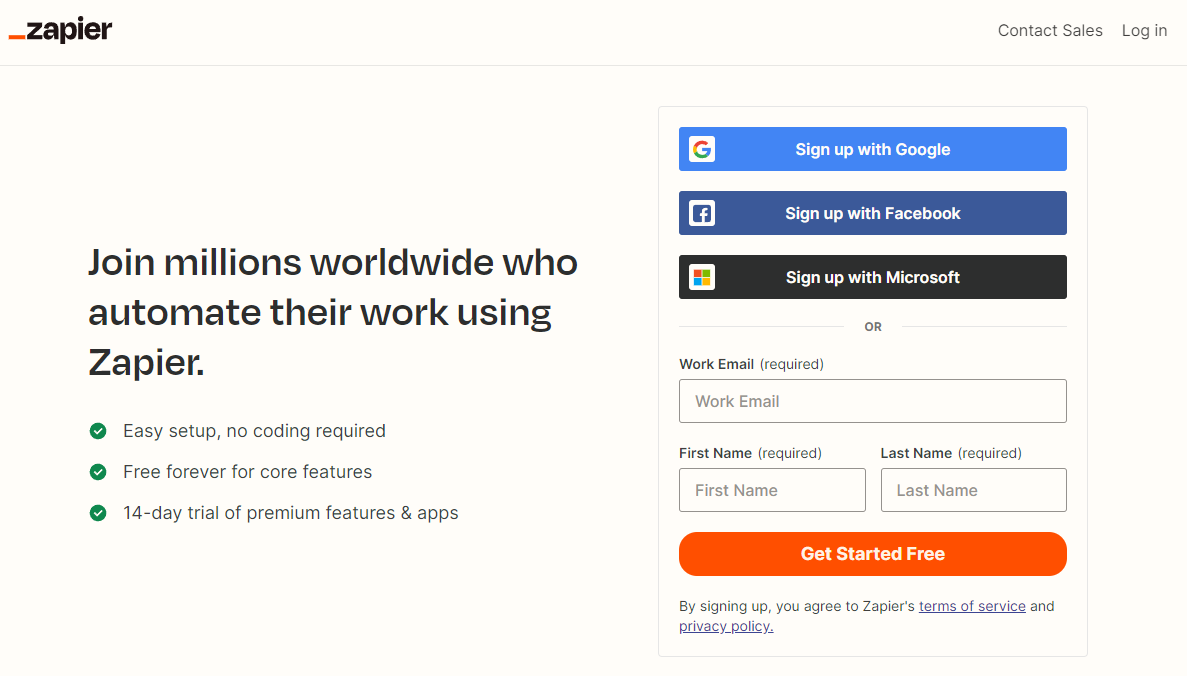 Zapier.com Account Signup