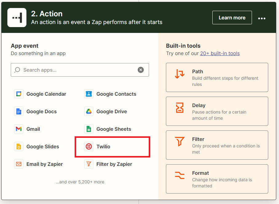 Zapier Zap Set up Action