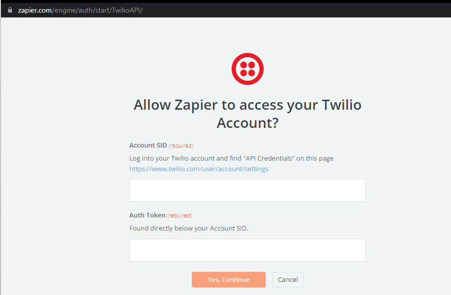 Zapier Zap Set up Call Phone in Twilio Access