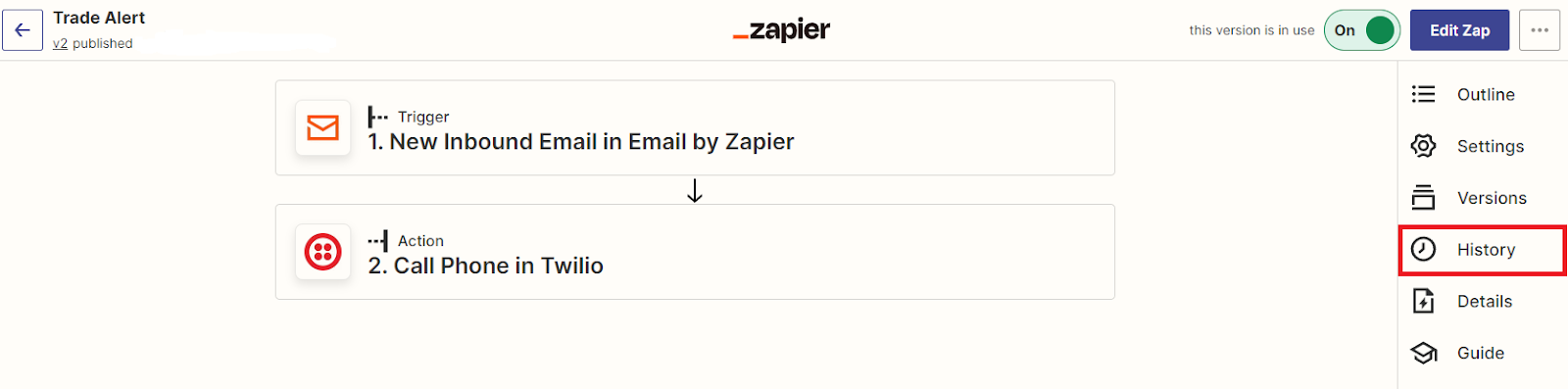 Zapier Zaps History